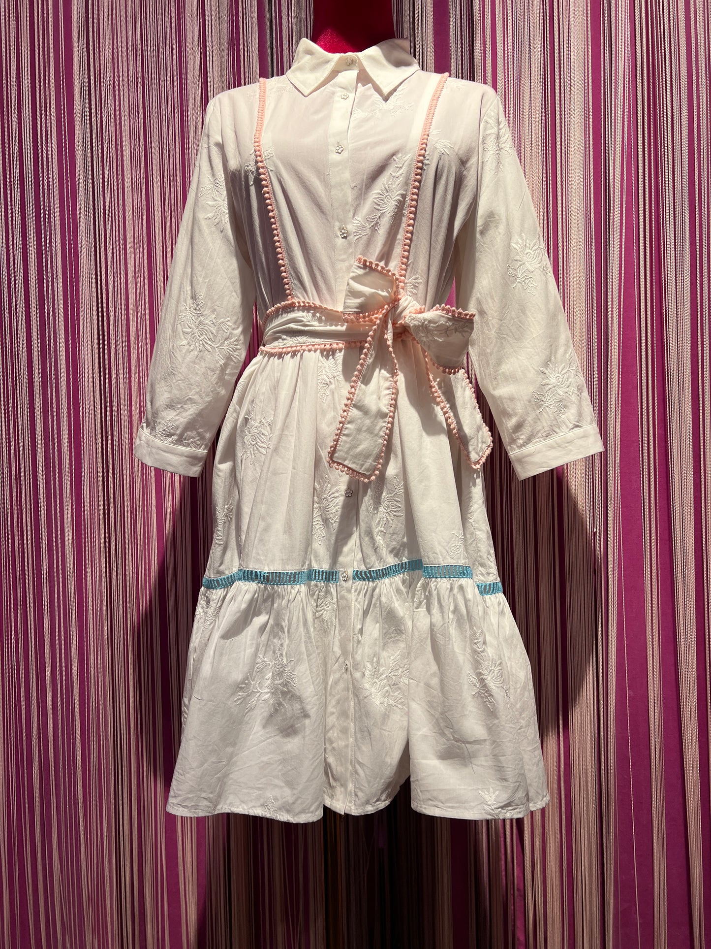 Sincere Paris -50% di sconto abito midi cotone bianco manica 3/4