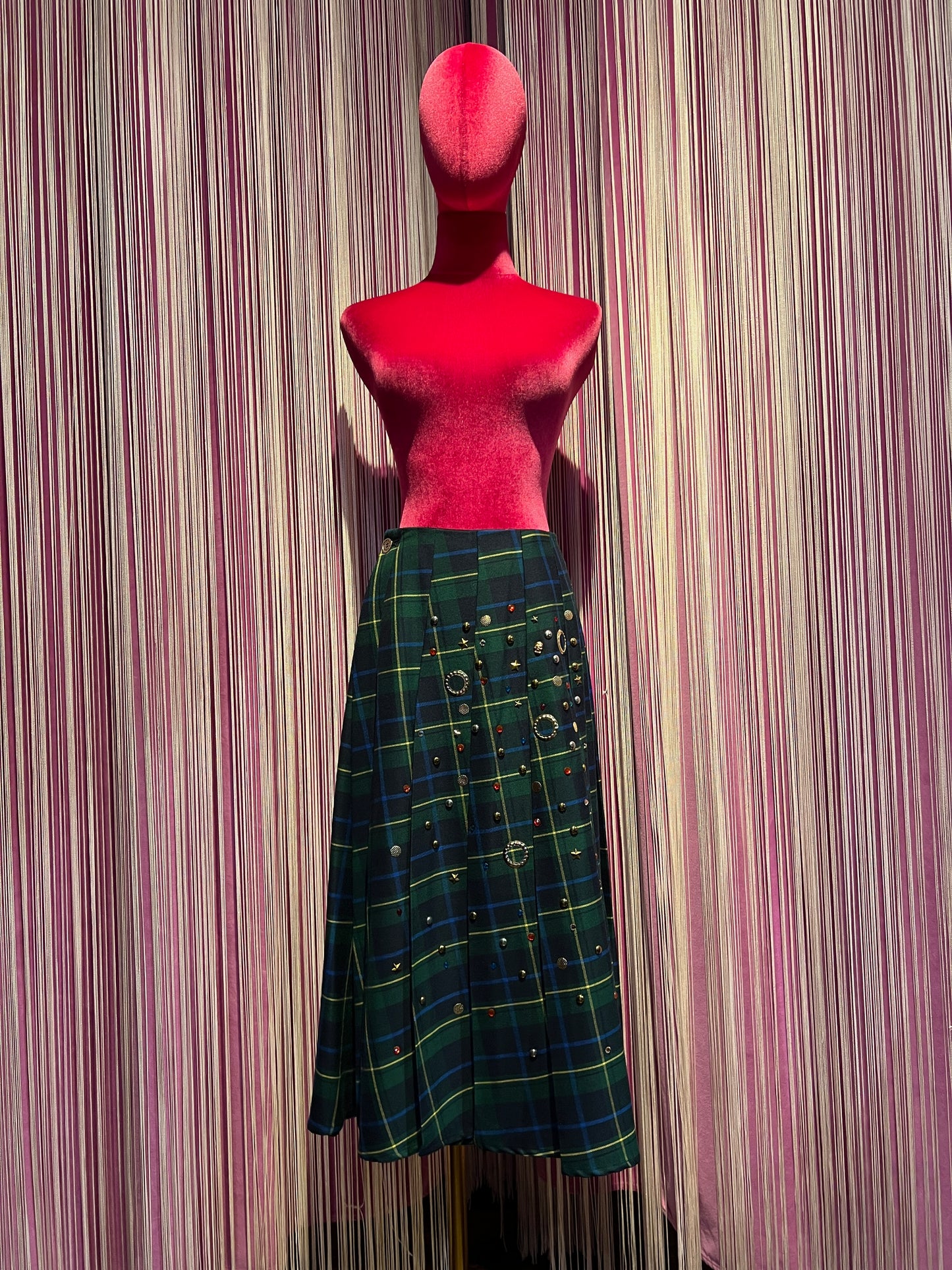 5 Progress gonna kilt tartan con decorazioni borchie e cristalli
