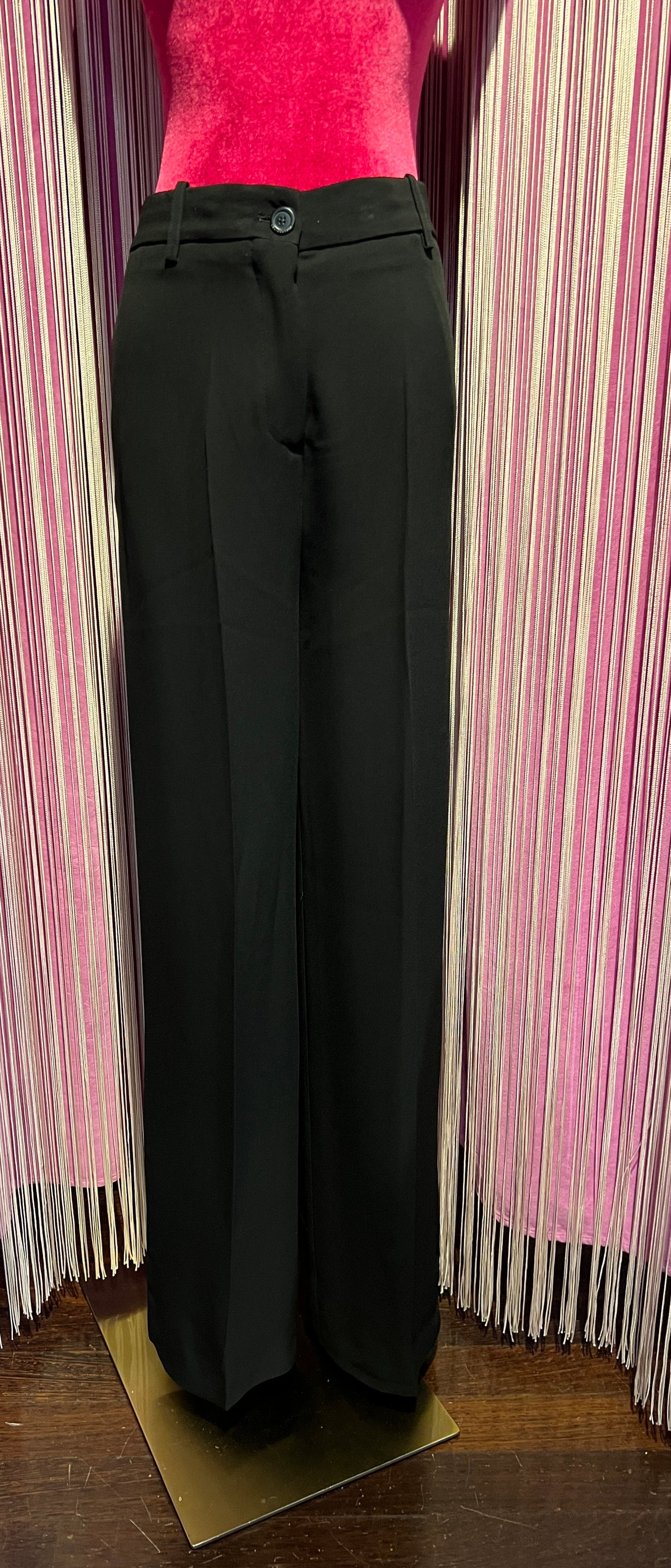 Semicouture pantalone in cady di viscosa inserto sui fianchi gamba ampia piega stiro