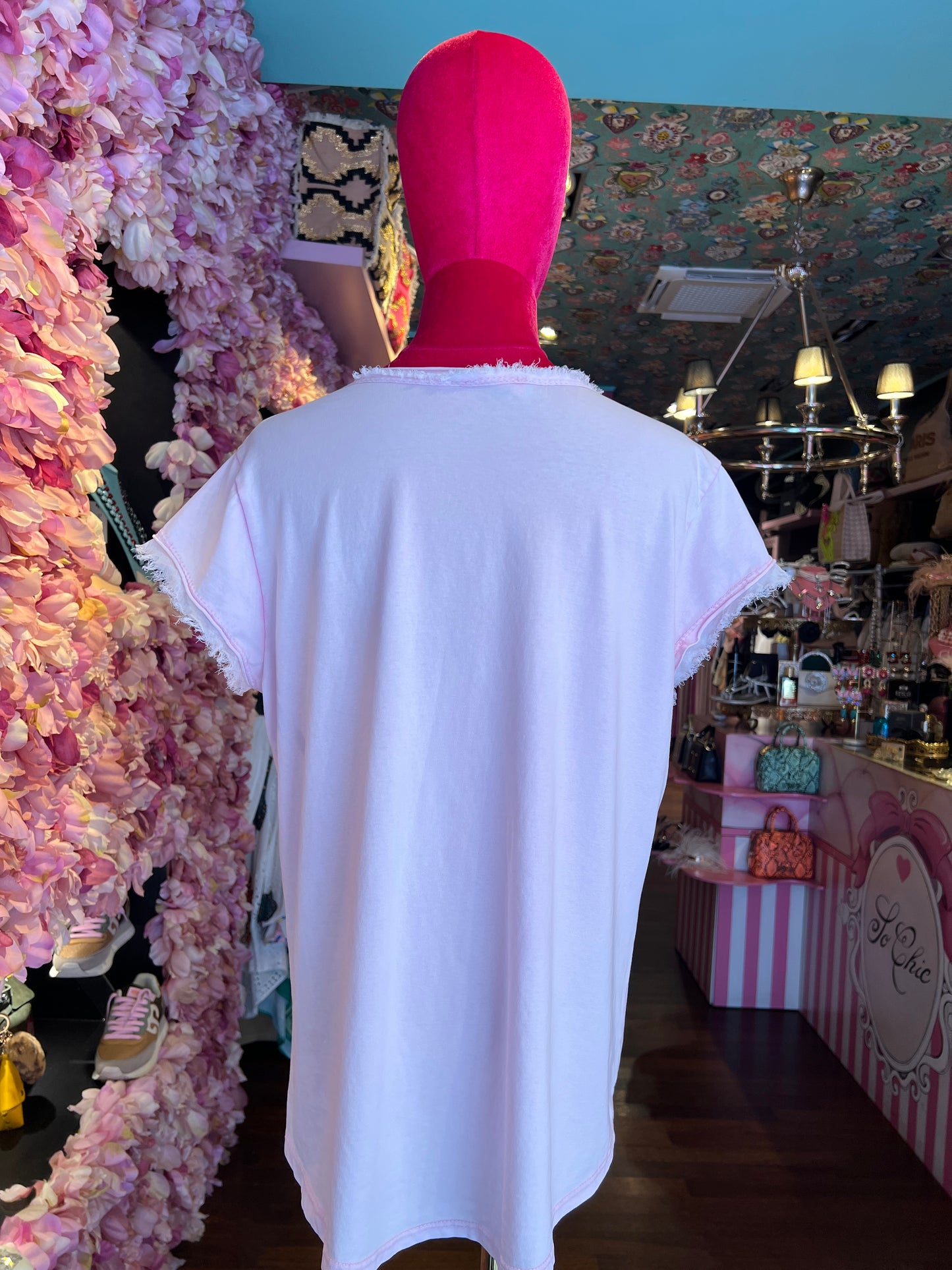 Mon amour Paris -20% di sconto t shirt rosa con scritta Saint Tropez verde
