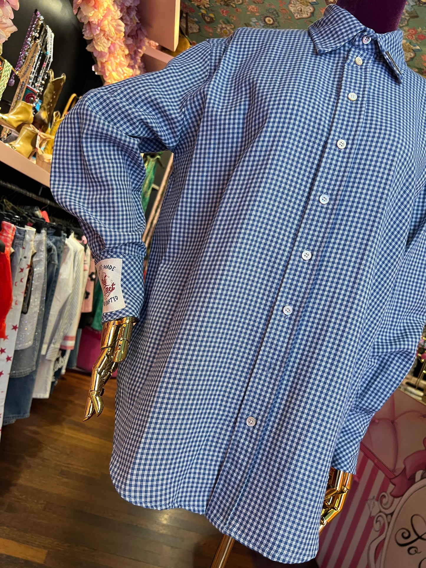 Front street camicia micro ceck blu e bianca