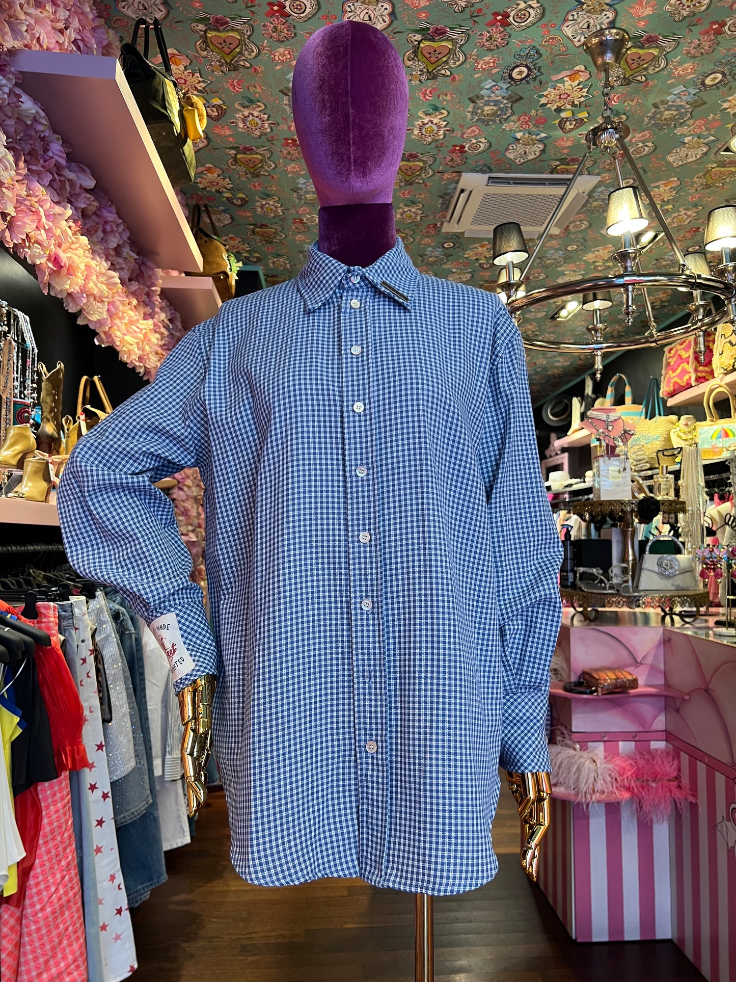 Front street camicia micro ceck blu e bianca