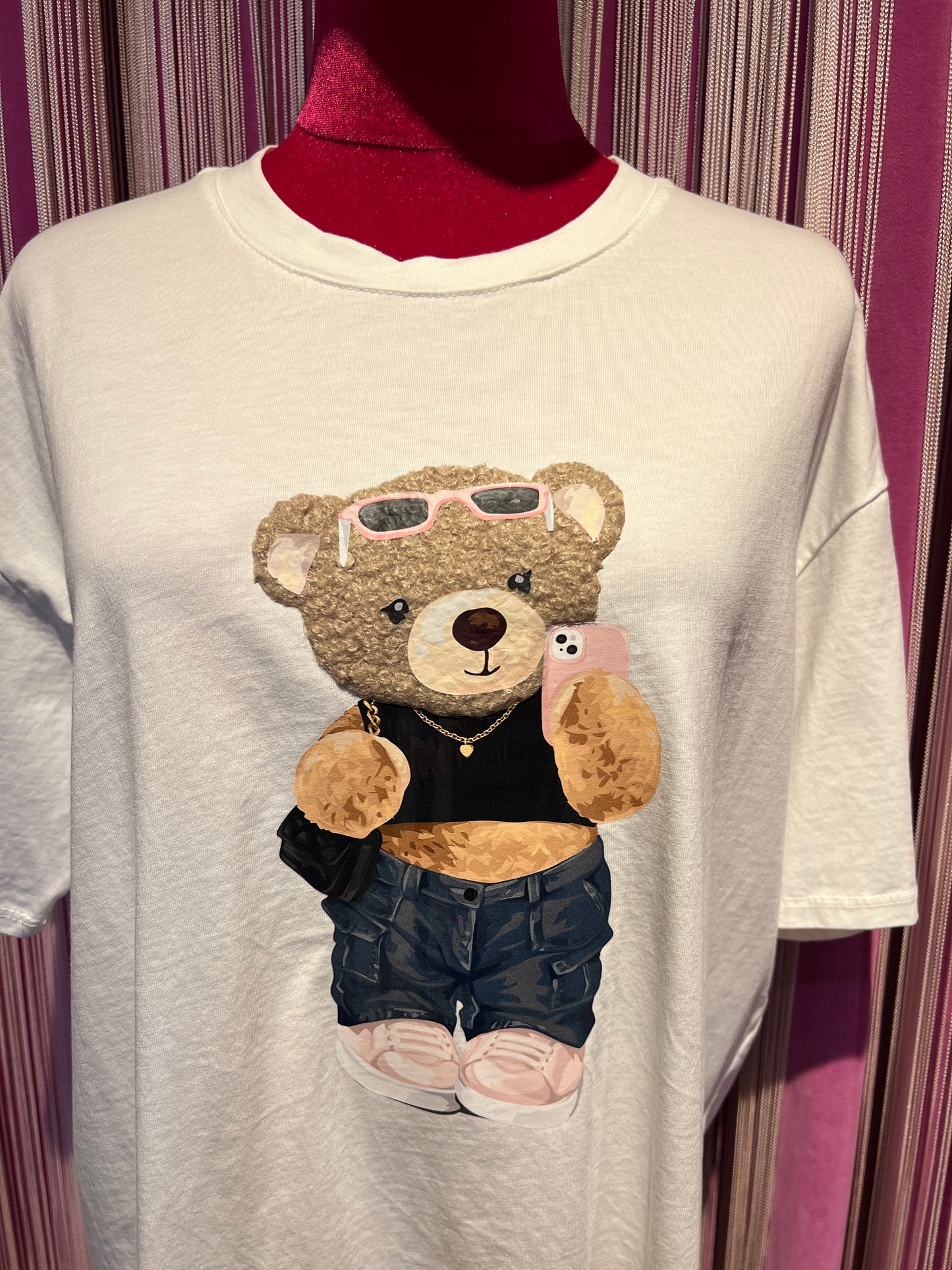 Mon amour Paris -20% di sconto t shirt cotone bianca con teddy