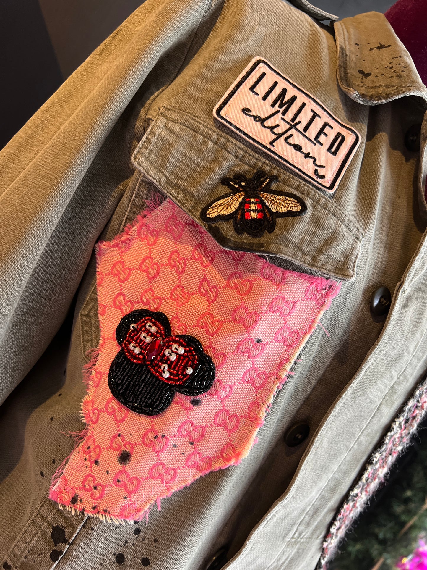 ABpink 🩷 giacca GG patch tessuto boucle’ topolino vestibilita ‘ 40/44