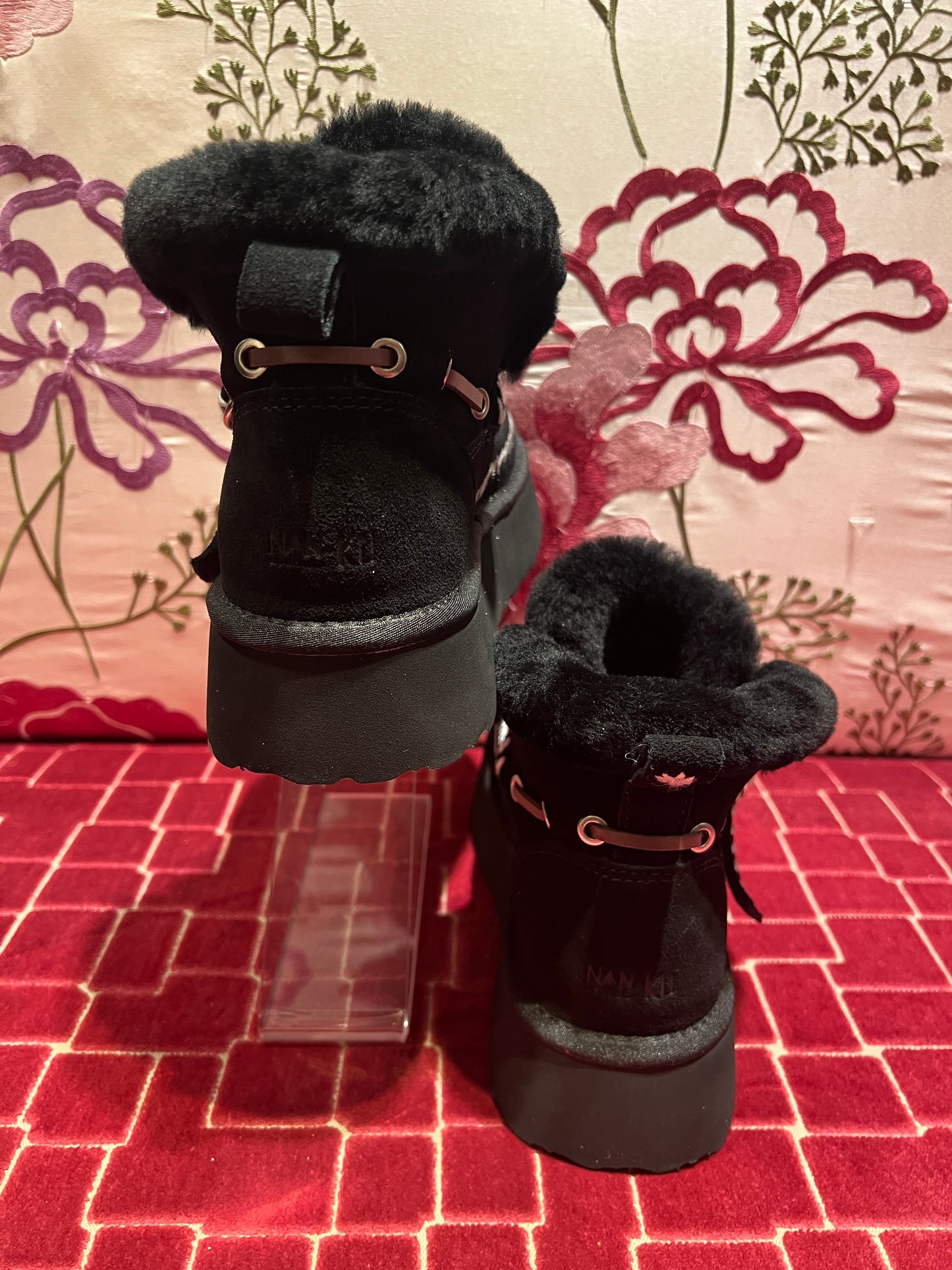 Nan-ku moon boot meno 50% pelliccia nera con plateau
