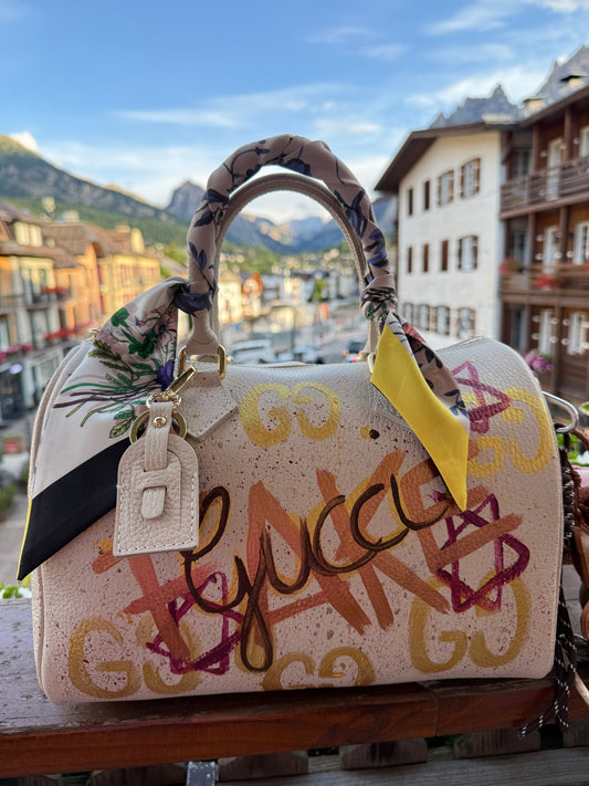 ABpink🩷 borsa pelle dipinta a mano con tracolla