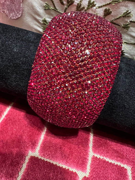 Bracciale alto rosso con strass chiusura a molla
