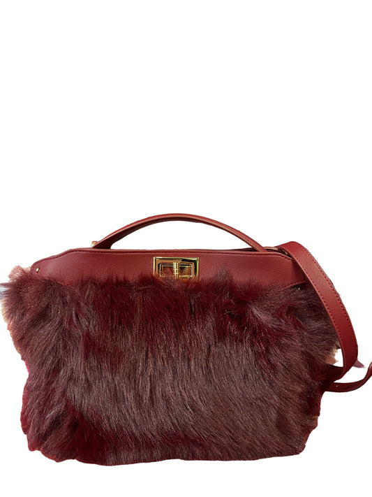 Borsa ecopelliccia burgundi con tracollina
