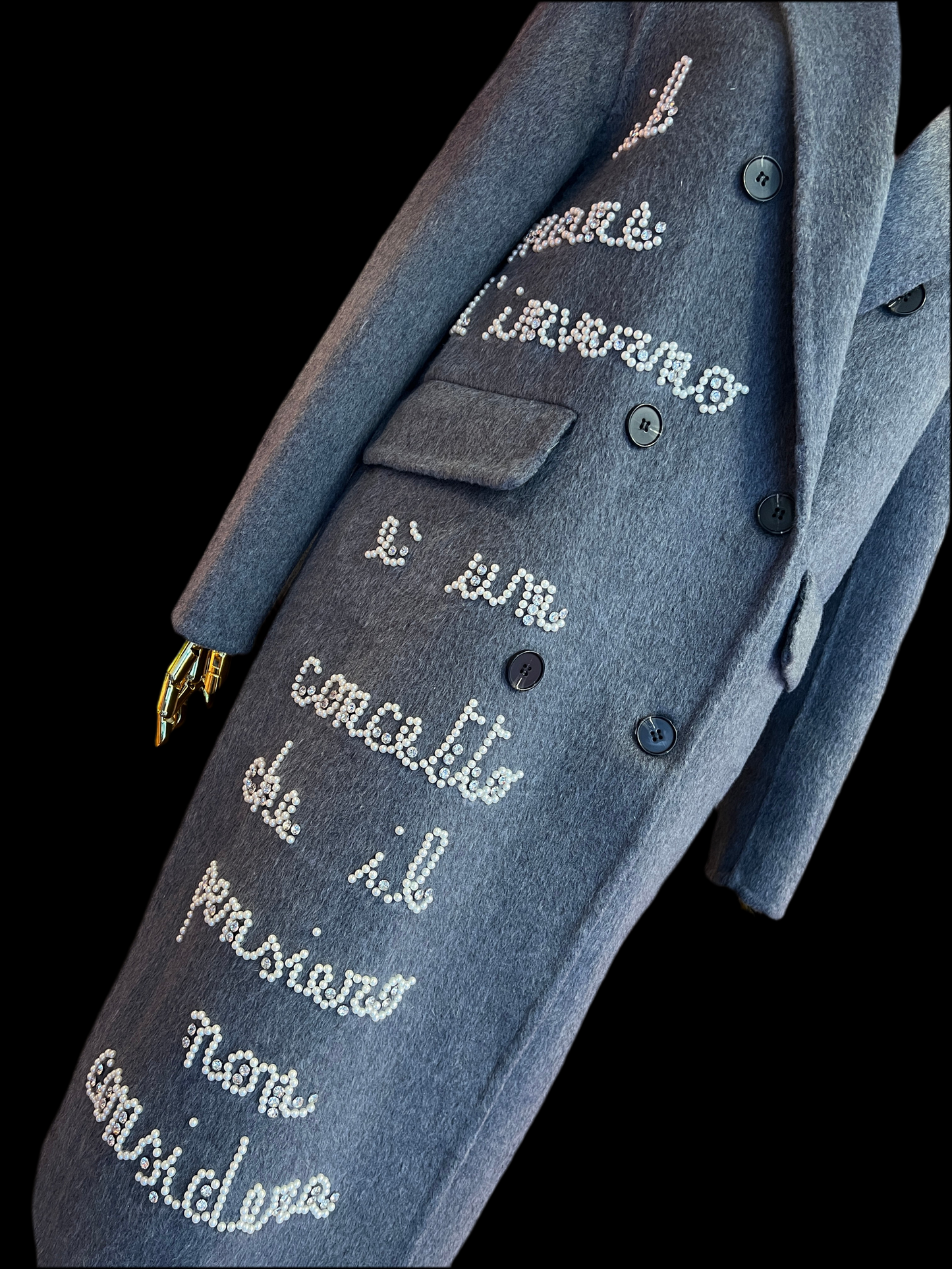 Front street cappotto doppiopetto con applicazione perle