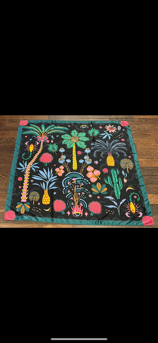 Wild foulard -40% di sconto fantasia fondo nero herborium