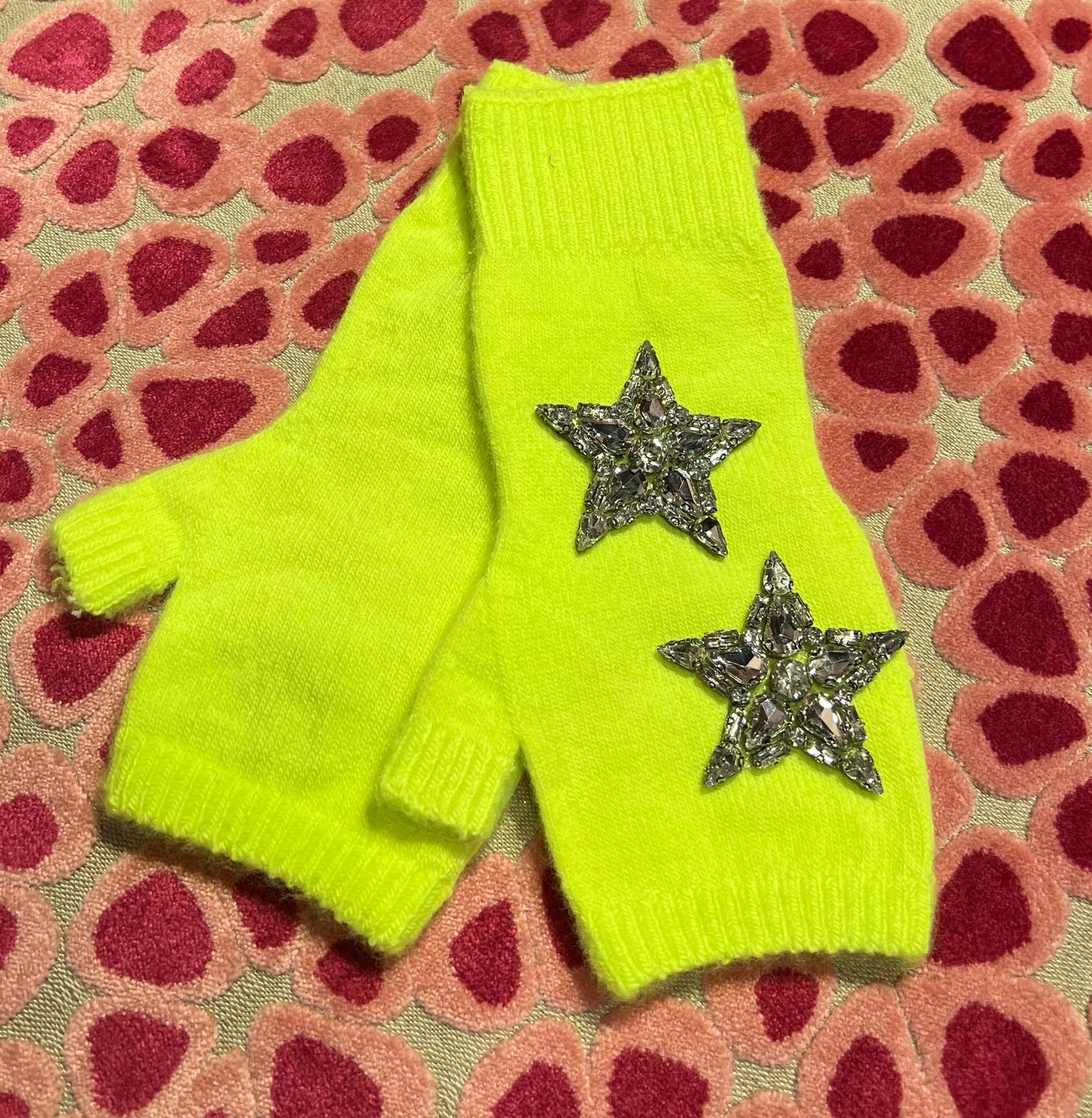 Guanti con stelle giallo lime