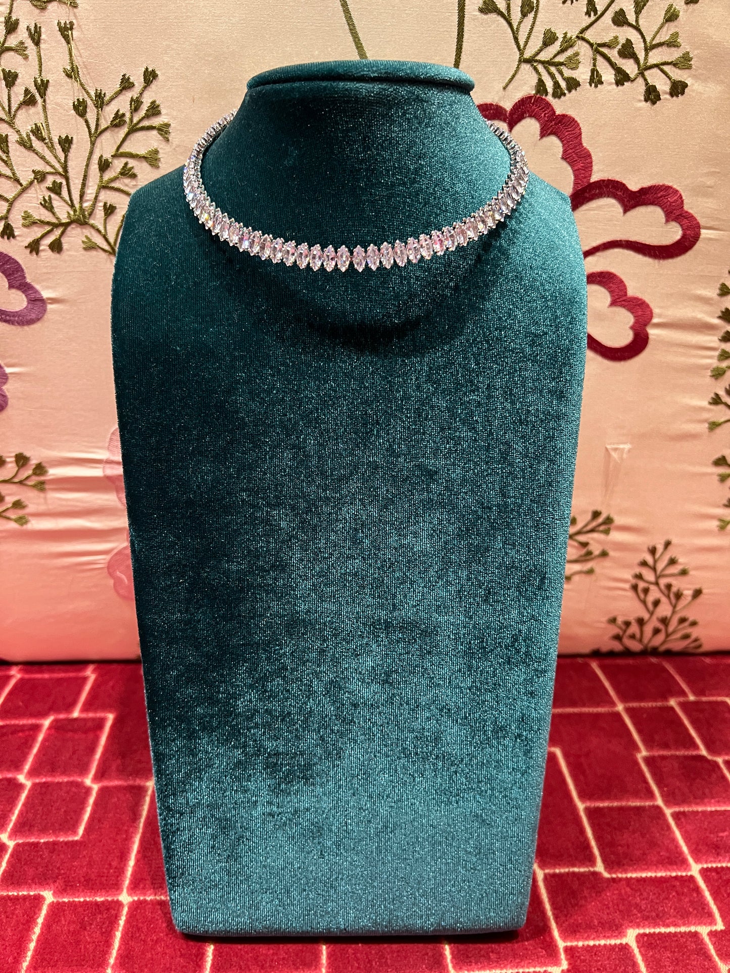 Collarino argento-zirconi chicchi di riso crystal