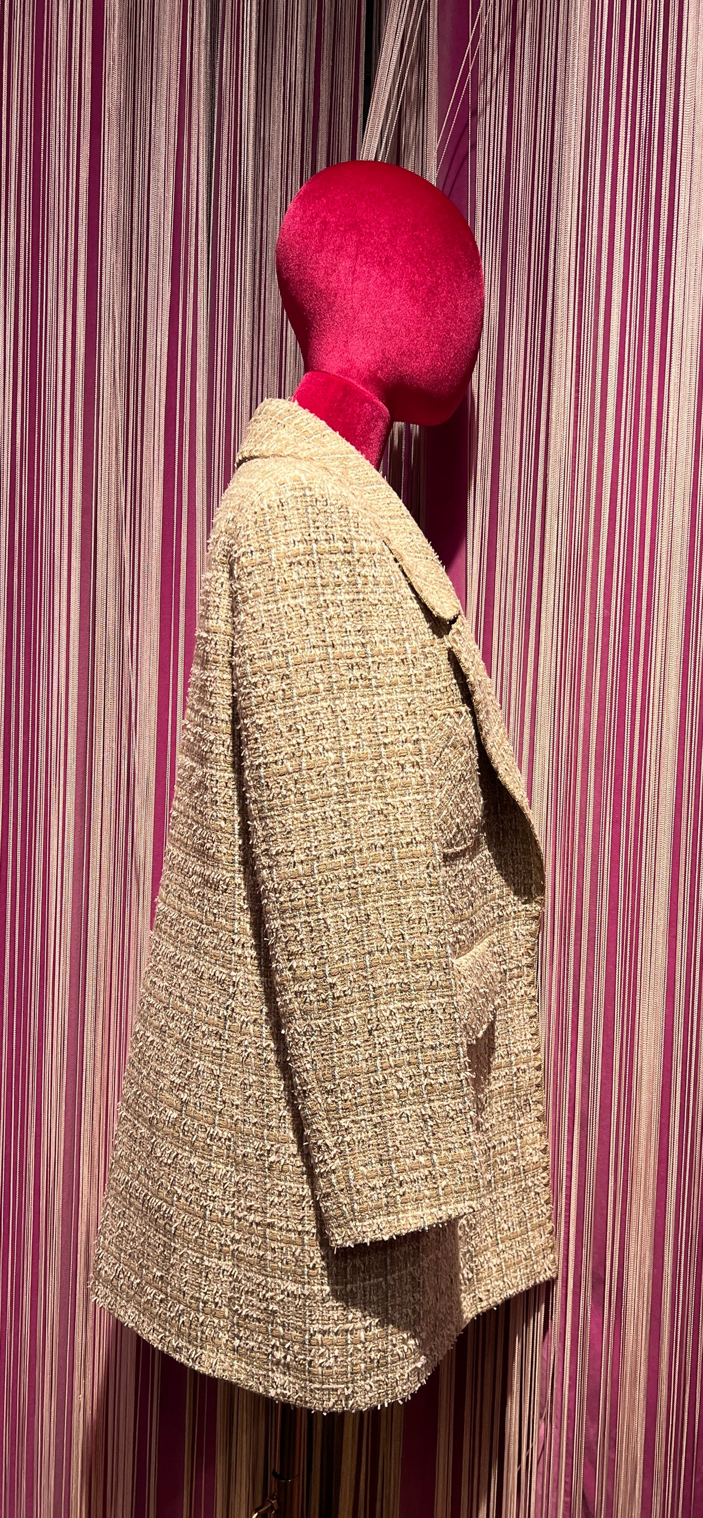 Mouche giacca in tweed corda bianco e argento