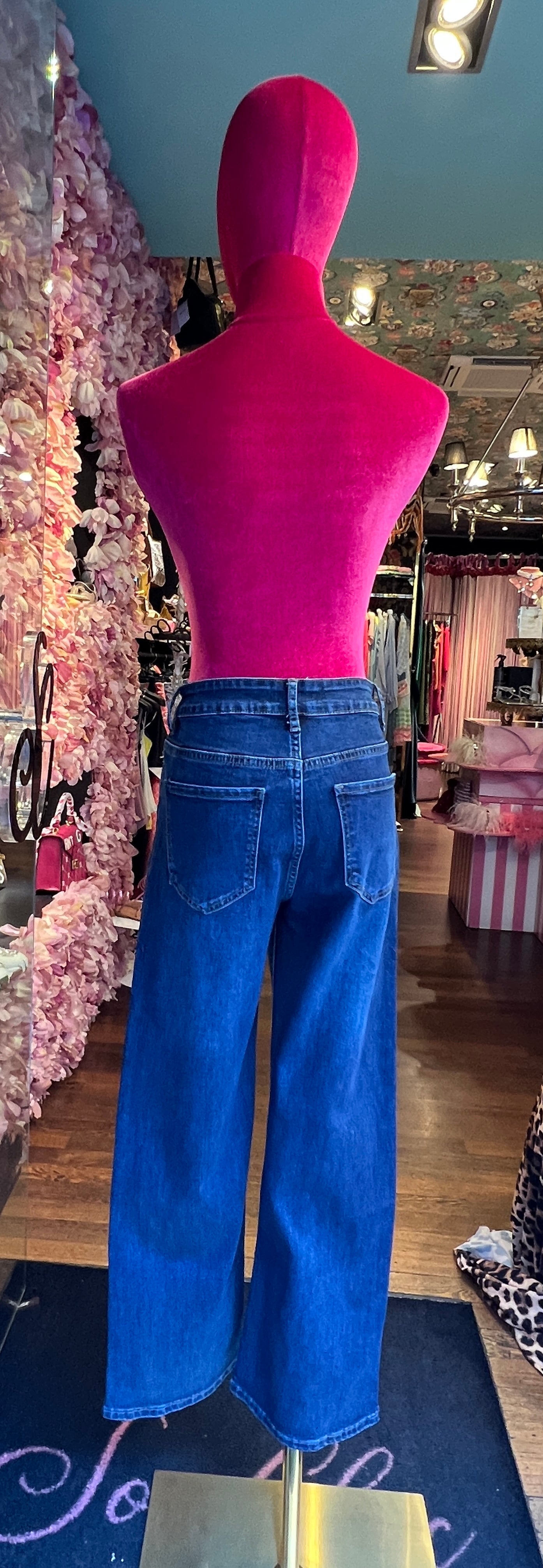 Mon amour Paris jeans a zampa con bottoni tasche a cuore elasticizzato