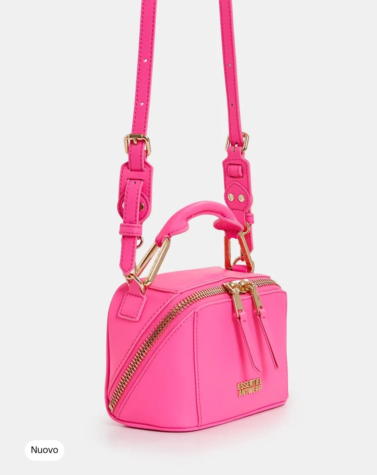 Essentiel antwerp borsa mini rosa fucsia con tracolla in pelle