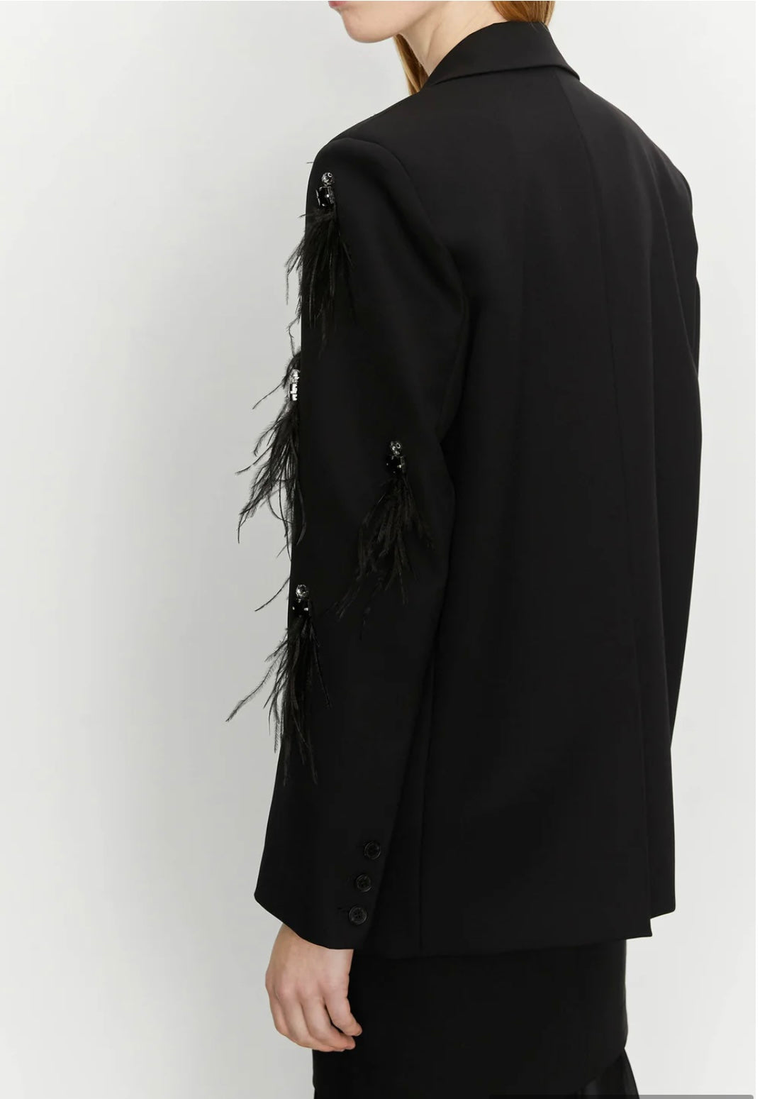 Isabelle Blanche Paris blazer in cady strech con piume e pietre