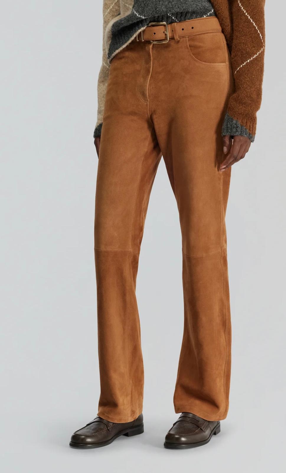 Semicouture pantalone camoscio cuoio Elsa