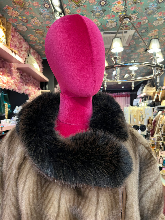 Uncommon giacca ecopelliccia marrone con collo rimovibile chiusura lampo