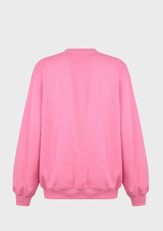 Giada Benincasa felpa cotone rosa over scritta “ ciao amore it’a love affair “