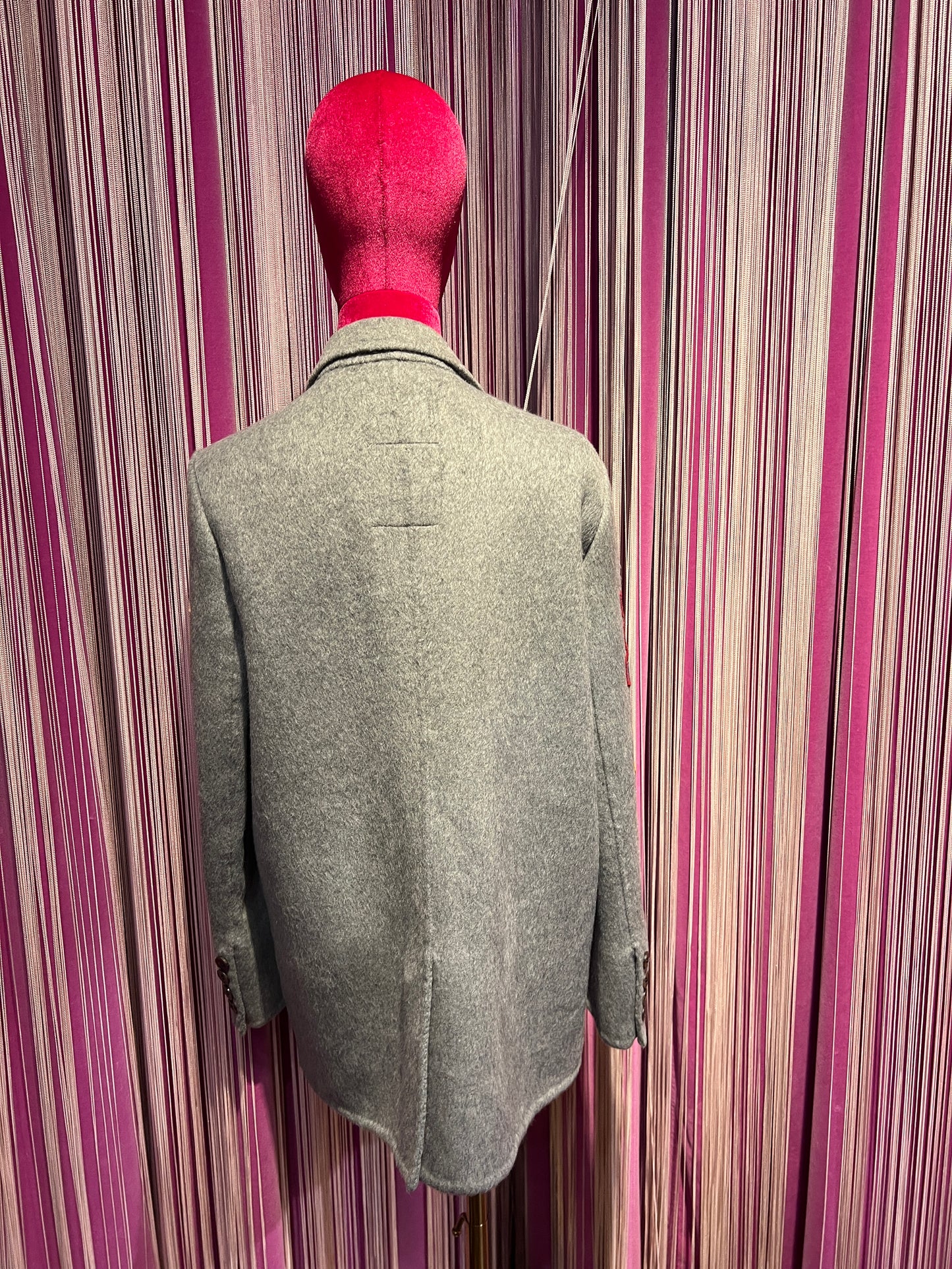 Front street giacca/cappotto lana grigia corta scritta patch sulle maniche