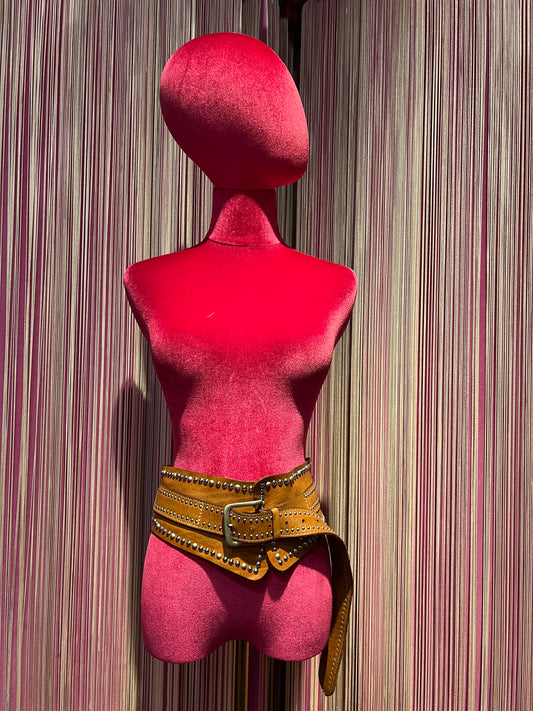 Pink memories cintura bustier in pelle con borchie taglia unica