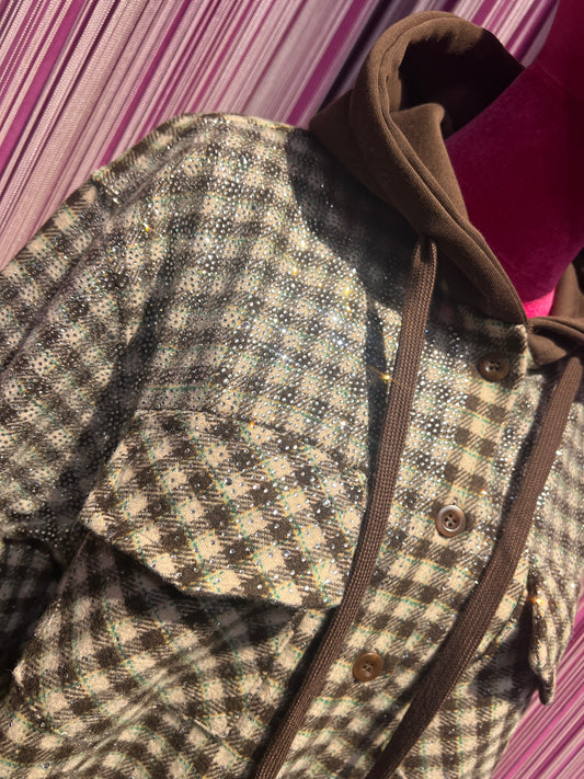 The room camicia giubbotto con cristalli e cappuccio