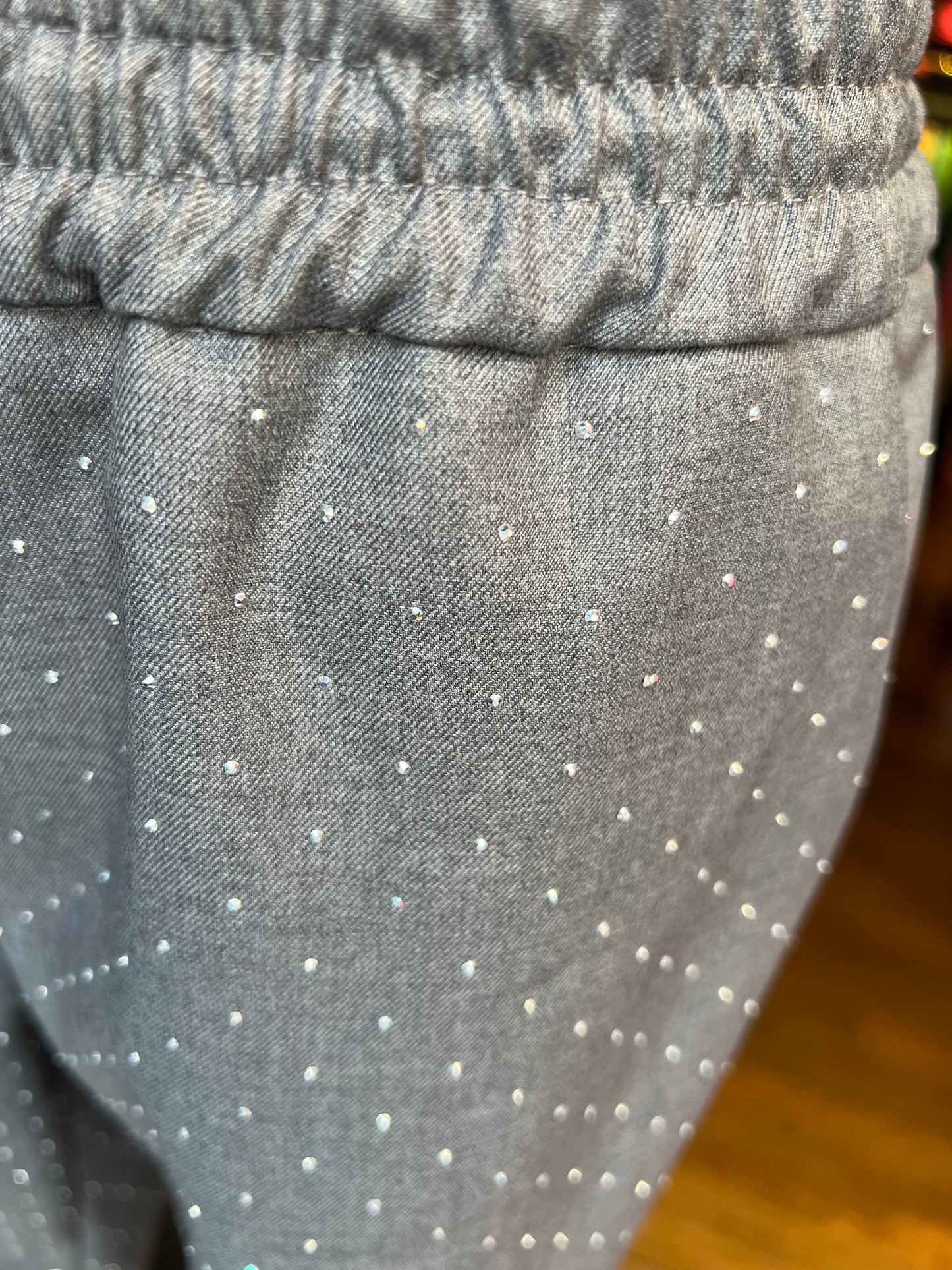 Ermanno Scervino -40 %pantalone grigio con pois cristalli argento elastico regolabile