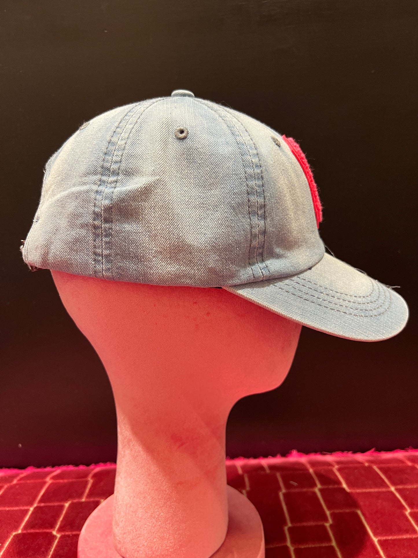 Cappello con visiera tessuto denim , C fucsia