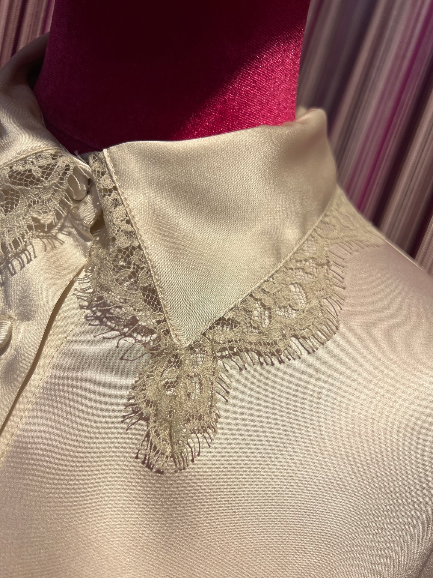 Pink memories camicia avorio con colletto pizzo