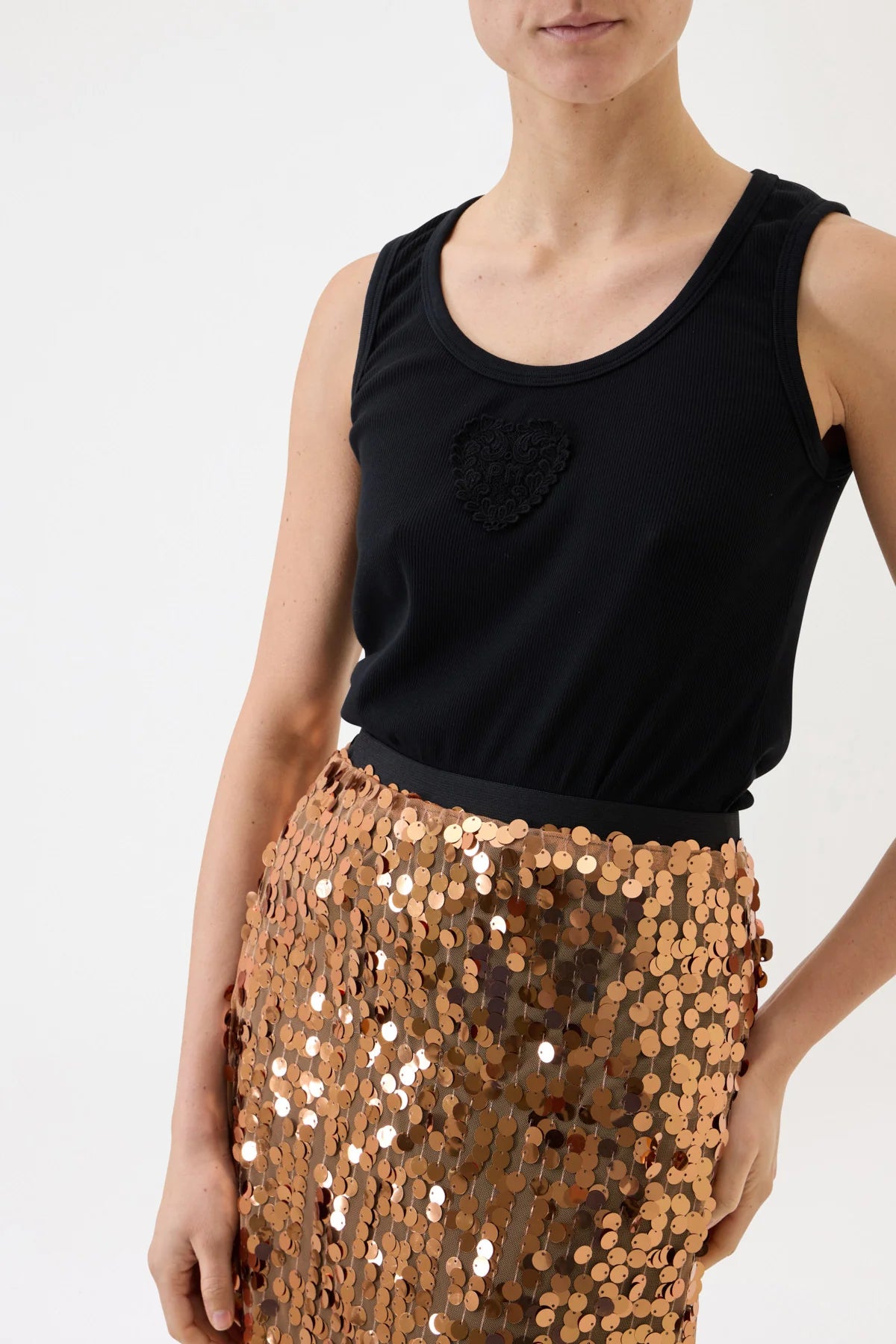 Pink memories -40% di sconto gonna lunga in paillettes cognac