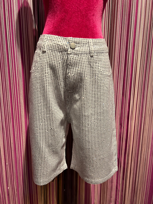 The room -50% di sconto bermuda bianco con cristalli argento