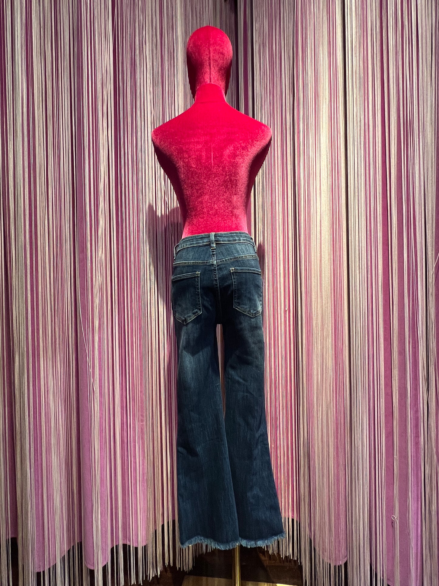 Mon amour Paris jeans denim sfrangiato elasticizzato
