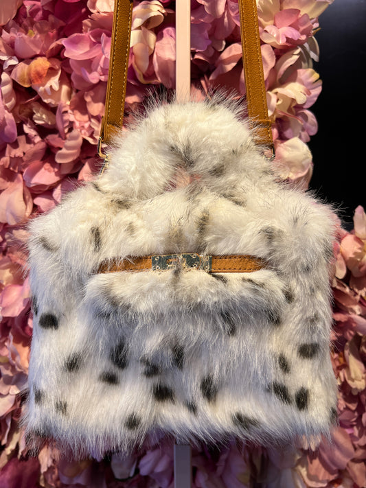 Snow-up Milano borsa ecopelliccia ed ecopelle con tracolla colore maculata bianca e nera