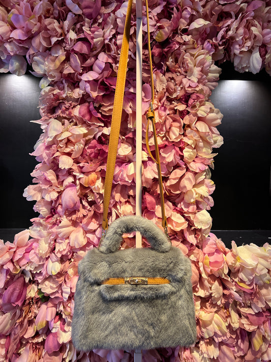 Show-up Milano borsa ecopelliccia ed ecopelle con tracolla color grigio