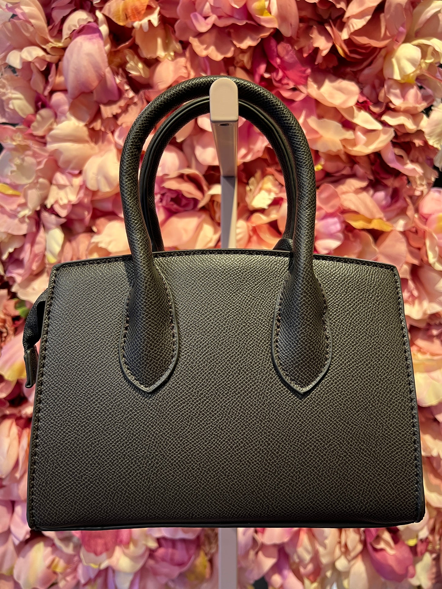 Borsa ecopelle due manici con tracolla marrone scuro