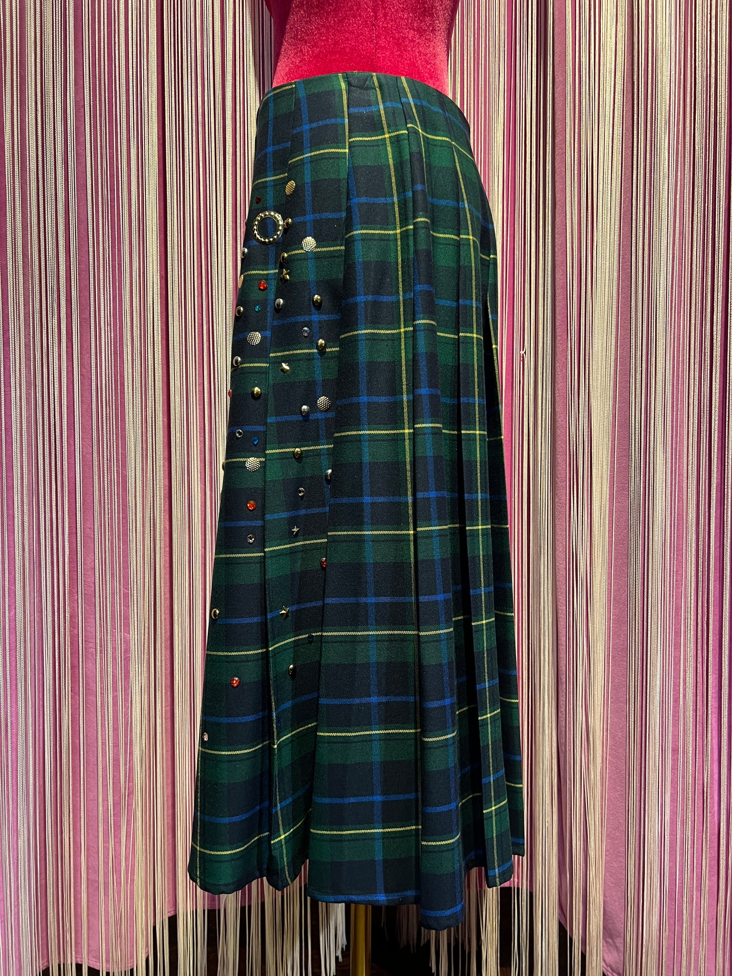 5 Progress gonna kilt tartan con decorazioni borchie e cristalli