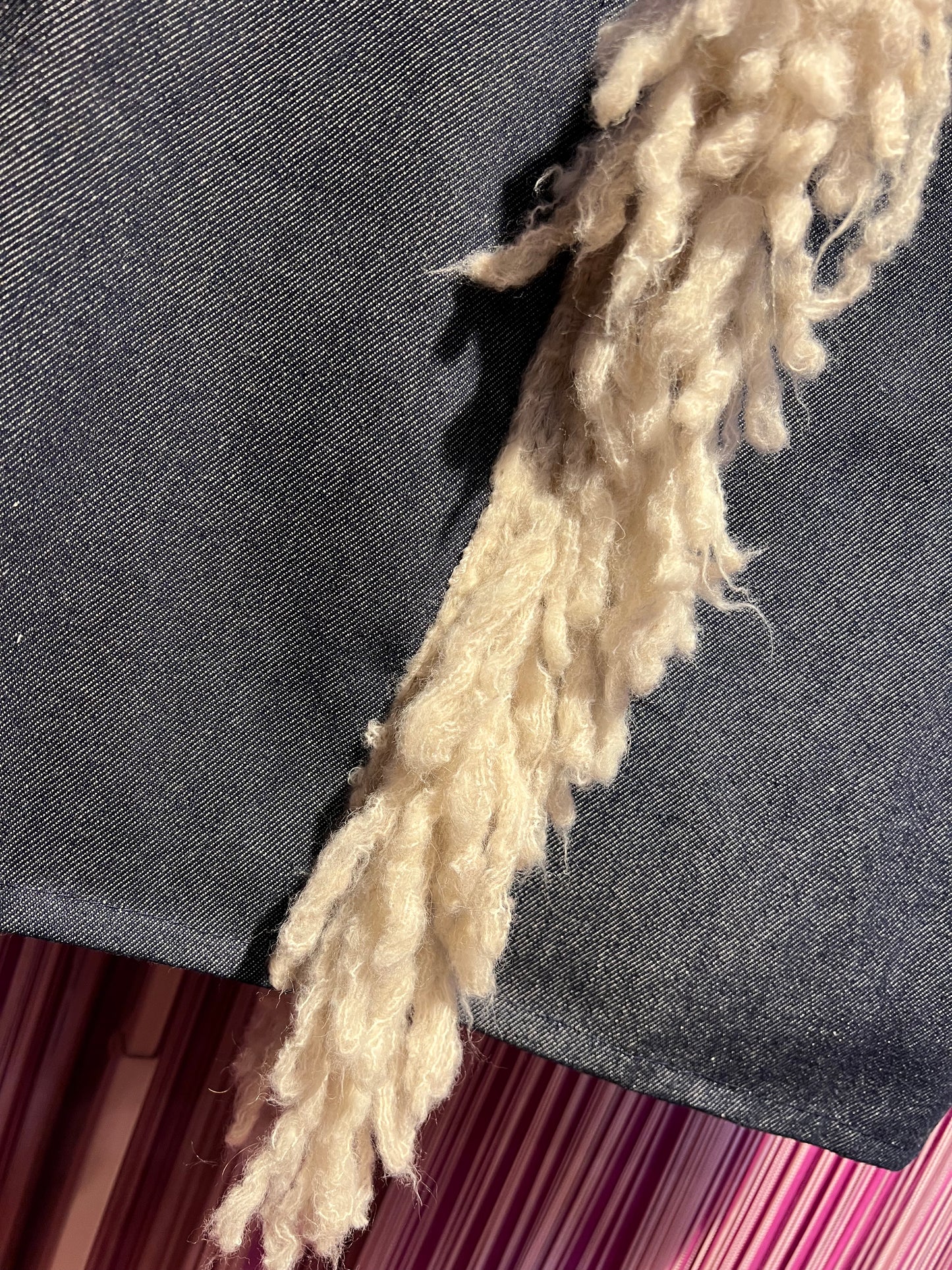 Love & roses gilet jeans frangia lana treccia dietro