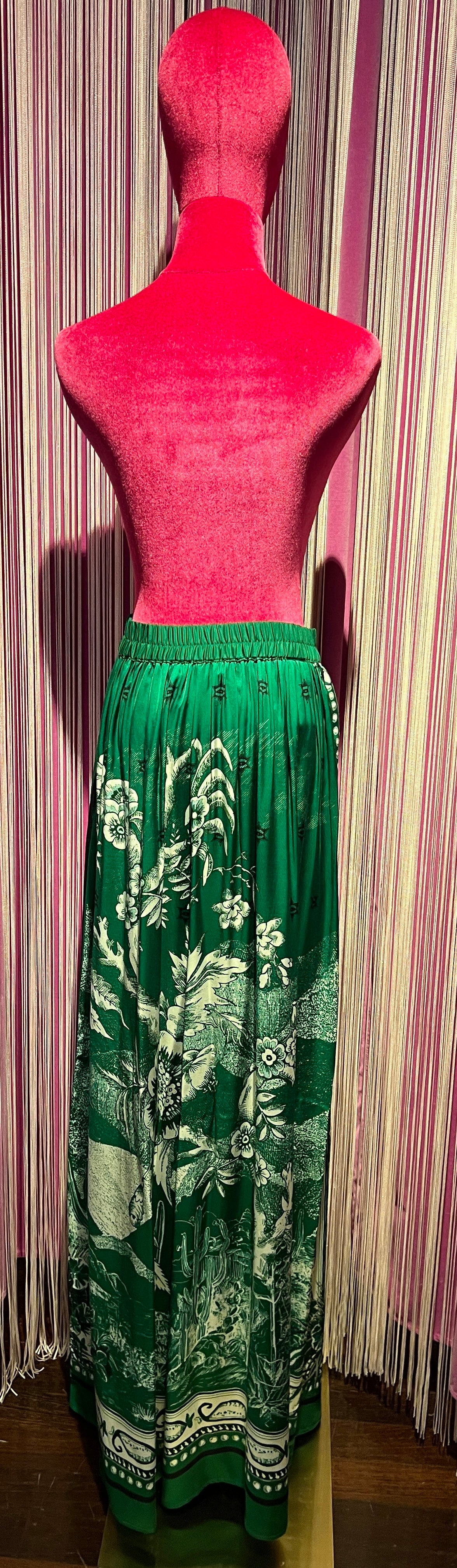 Dahlo -50% di sconto pantalone palazzo fantasia verde