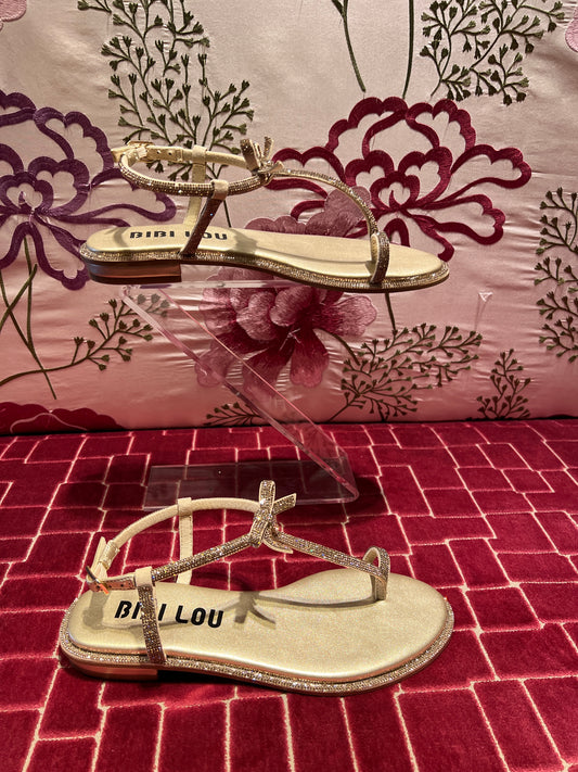 Bibi Lou sconto-50% sandalo infradito glitter oro con fiocchetto