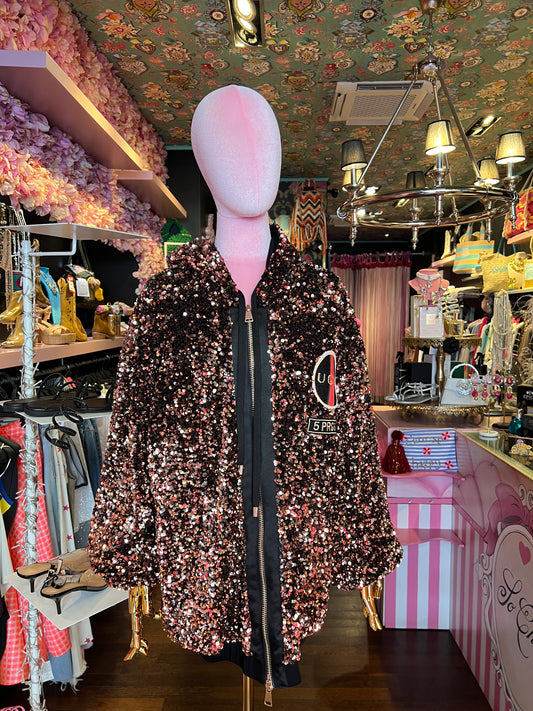 5 Progress bomber oversize full paillettes chocolate