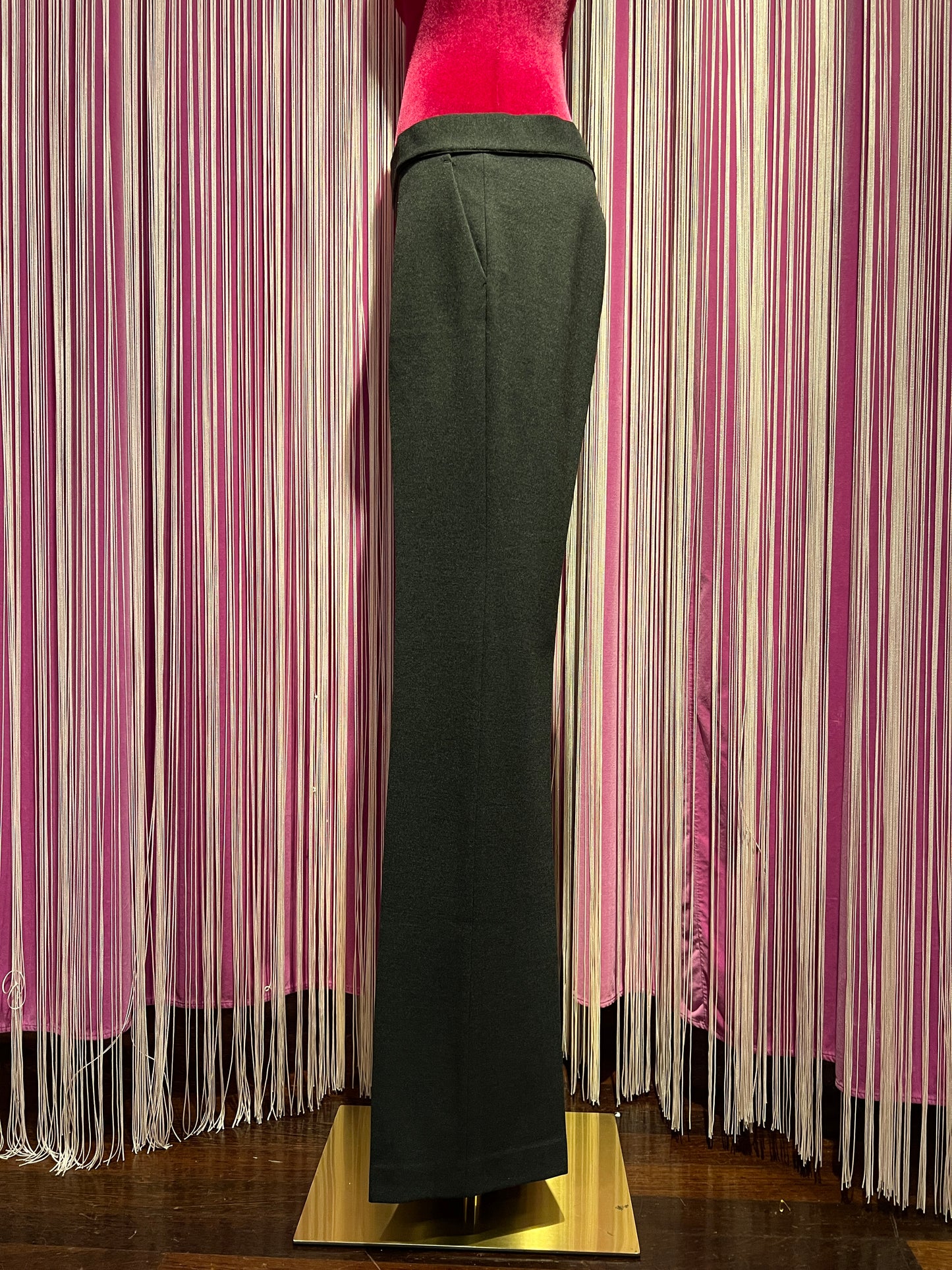 Semicouture pantalone a zampa punto Milano con elastico in vita
