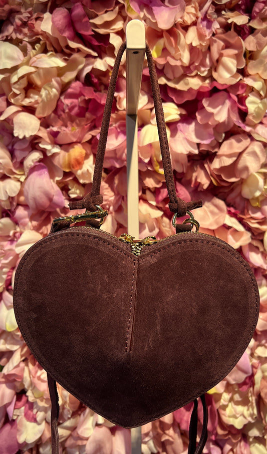 Borsa a cuore tracollina pelle scamosciata burgundi
