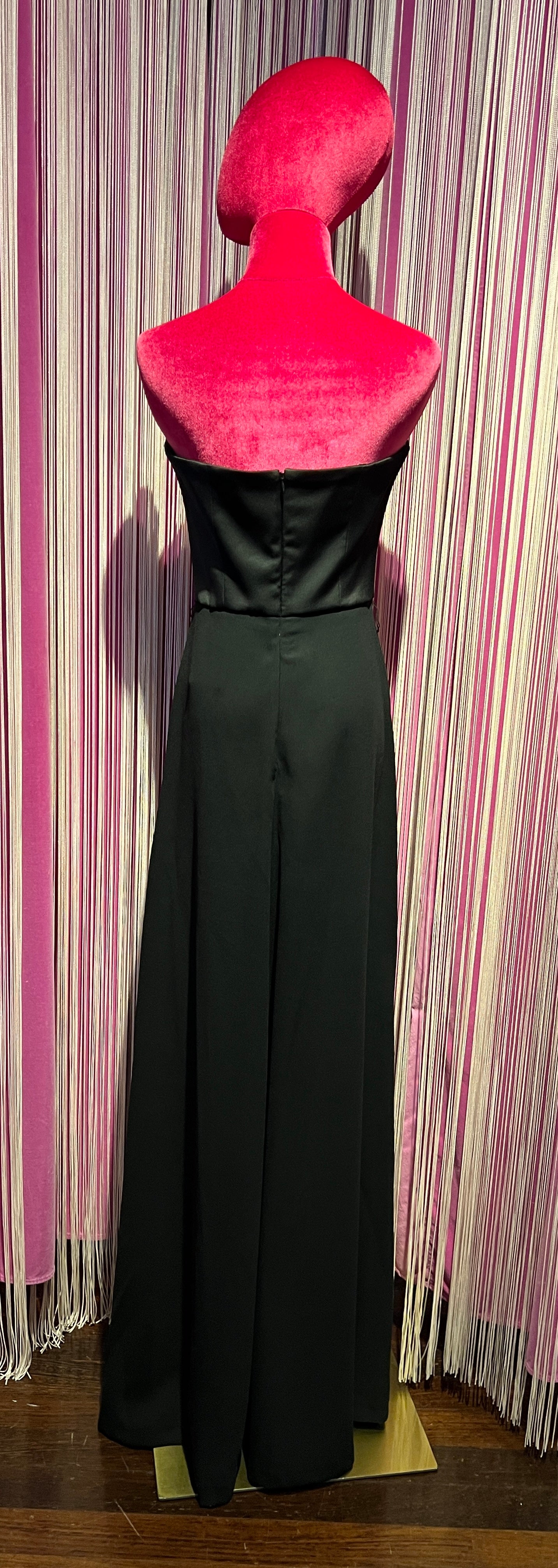 Rue-bisquit abito lungo nero corpino satin con spacco