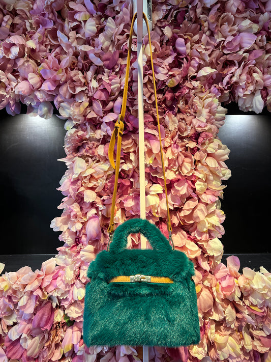 Snow-up Milano borsa ecopelliccia ed ecopelle con tracolla colore verde