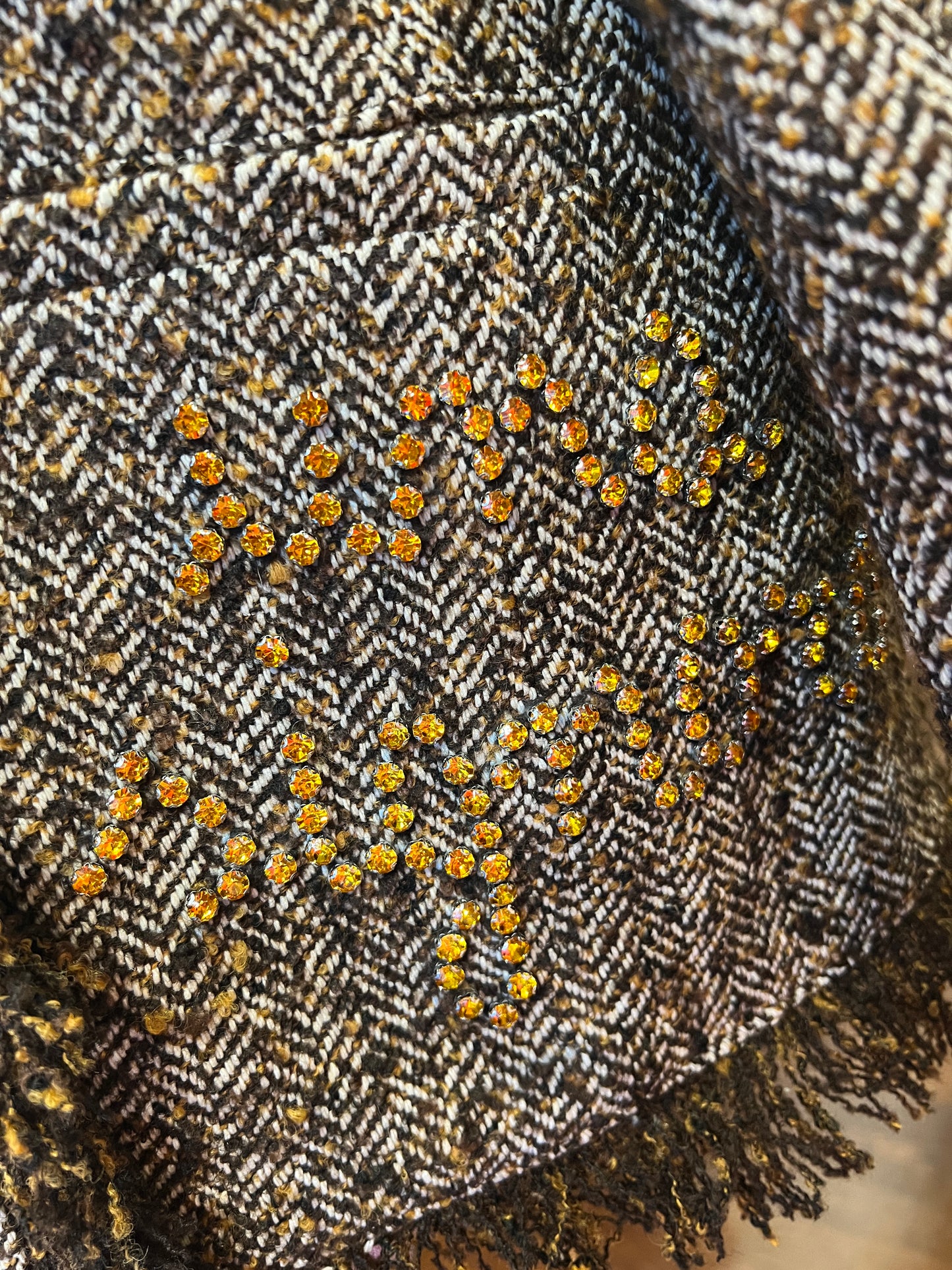 Front street giacca in tweed con scritta tasche e dietro cristalli