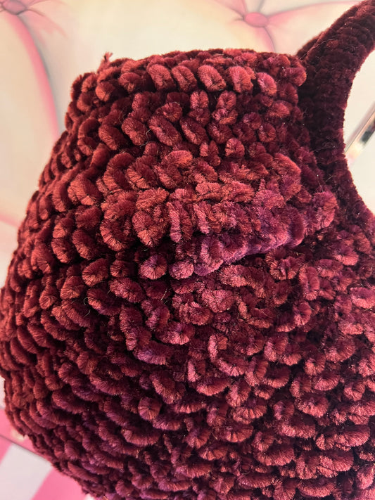 Love & roses borsa tricot ciniglia burgundy con tracolla