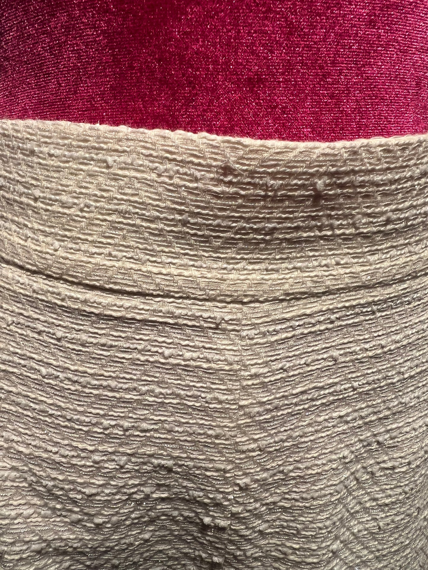 Clo’h meno 50% pantalone a palazzo juta panna con tasche profilo oro e camelia panna