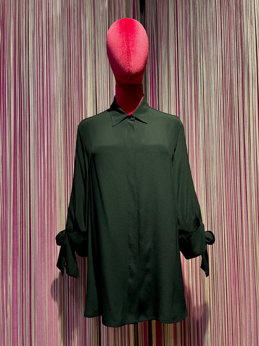 Semicouture camicia in georgette maniche 3/4 con fiocco