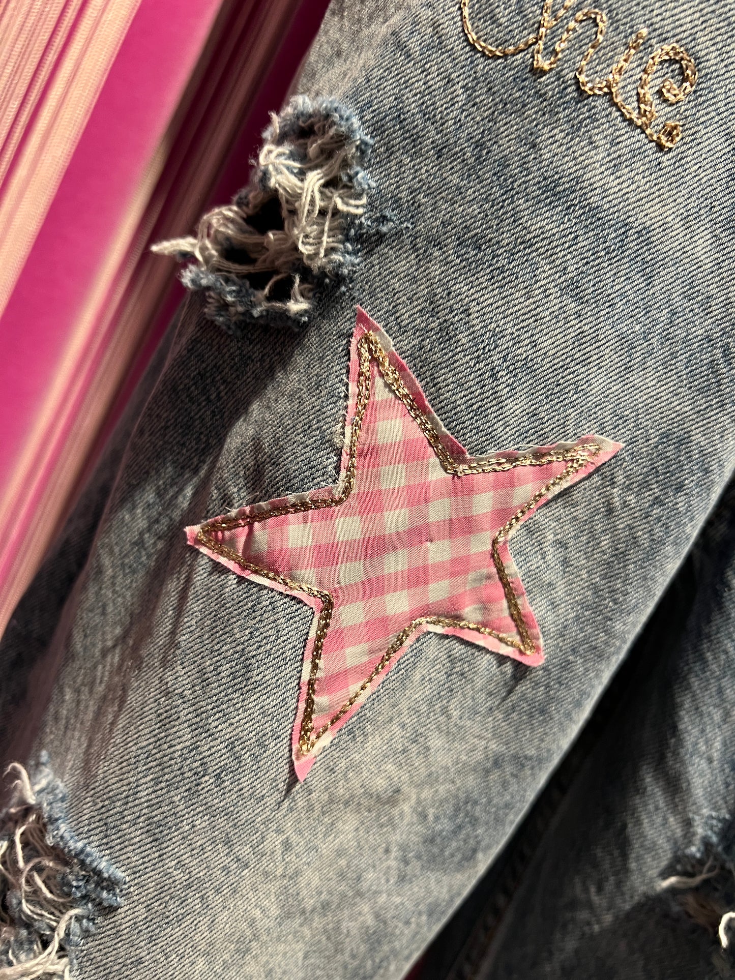 History Repeats -50% di sconto jeans denim stelle rosa quadretti