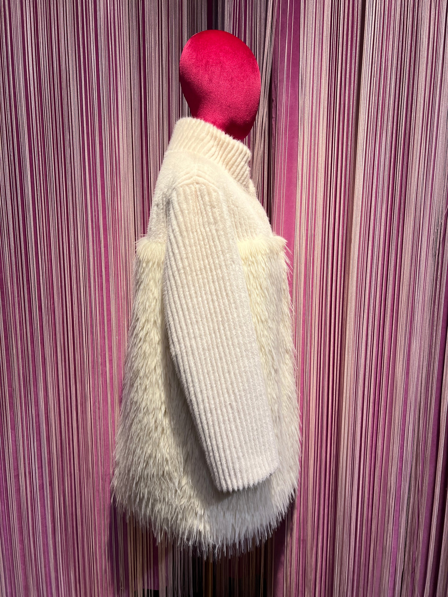 Uncommon giacca cappotto ecopelliccia panna